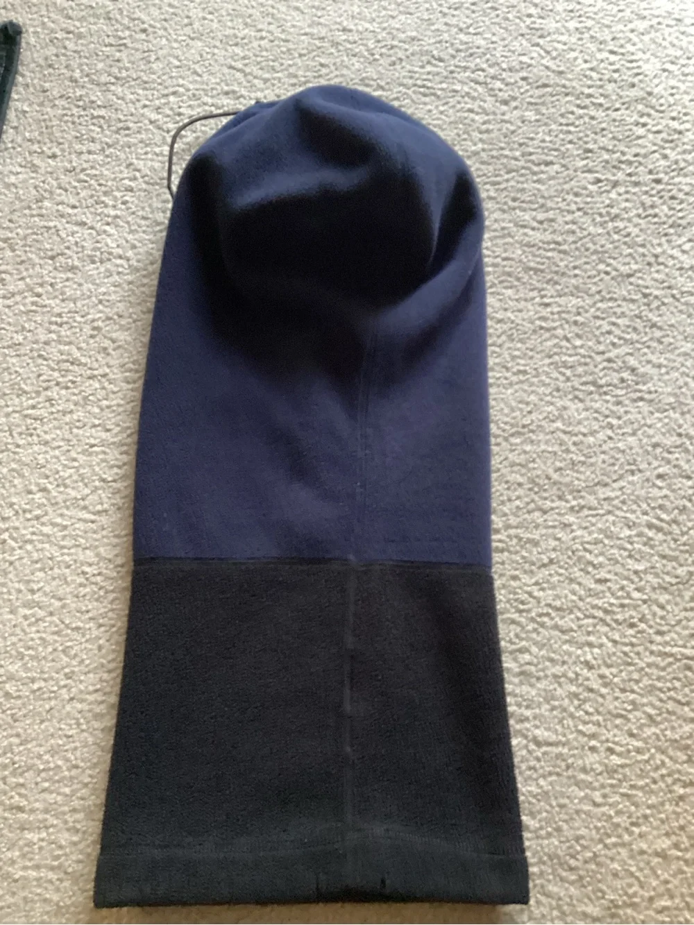 Men's Two-Tone Navy and Black Fleece Hooded Neck Warmer